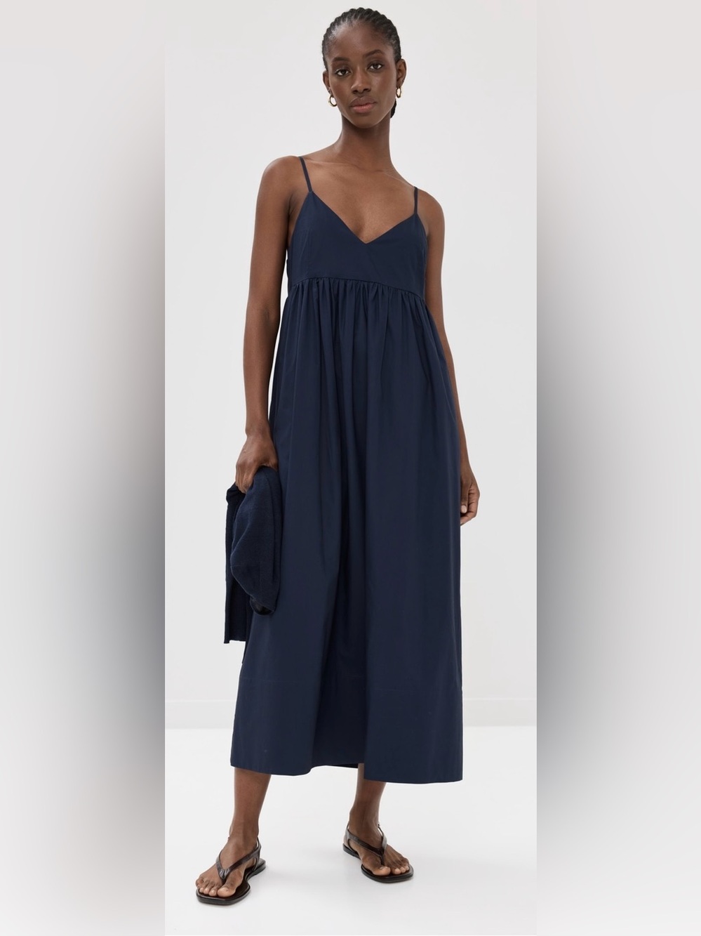 Jenni Kayne Cove Dress Navy Maxi Spaghetti Strap Flowy Quiet Luxury Size L